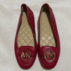 Michael KORS LILLIE CLASSIC PERFECT RED GOLD MK LOGO MOCCASIN FLATS